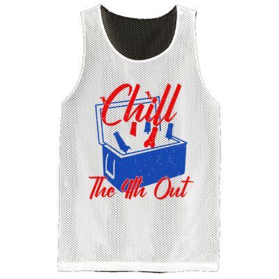 Chill The 4th Out Funny Fourth Of July Beer Cooler Mesh Reversible Basketball Jersey Tank
