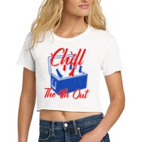 Chill The 4th Out Funny Fourth Of July Beer Cooler Women's Crop Top Tee