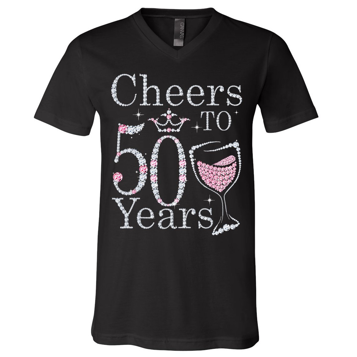 Cheers To 50 Years 1972 50Th Birthday Gift For Womens V-Neck T-Shirt