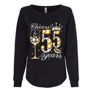 Cheers To 55 Years Old Happy 55th Birthday Queen Drink Wine Womens California Wash Sweatshirt