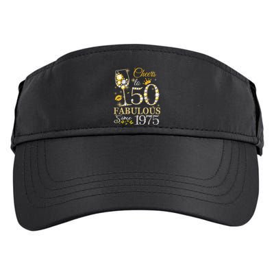 Cheers To 50 Years Old Est 1975 50th Birthday Queen Gift Adult Drive Performance Visor