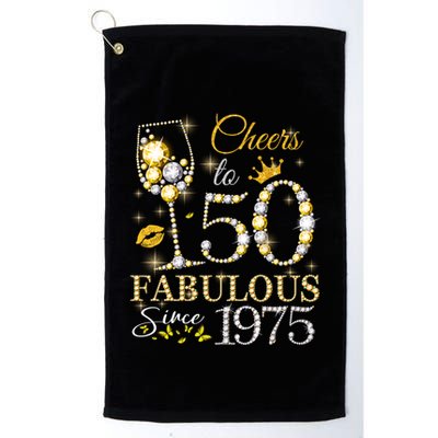 Cheers To 50 Years Old Est 1975 50th Birthday Queen Gift Golf Towel