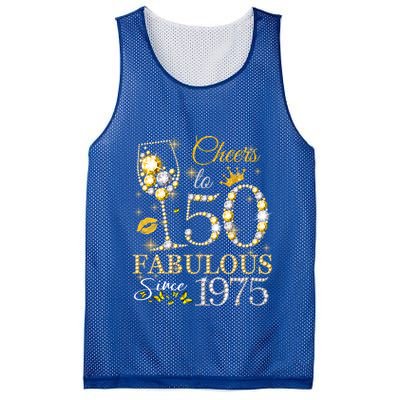 Cheers To 50 Years Old Est 1975 50th Birthday Queen Gift Mesh Reversible Basketball Jersey Tank