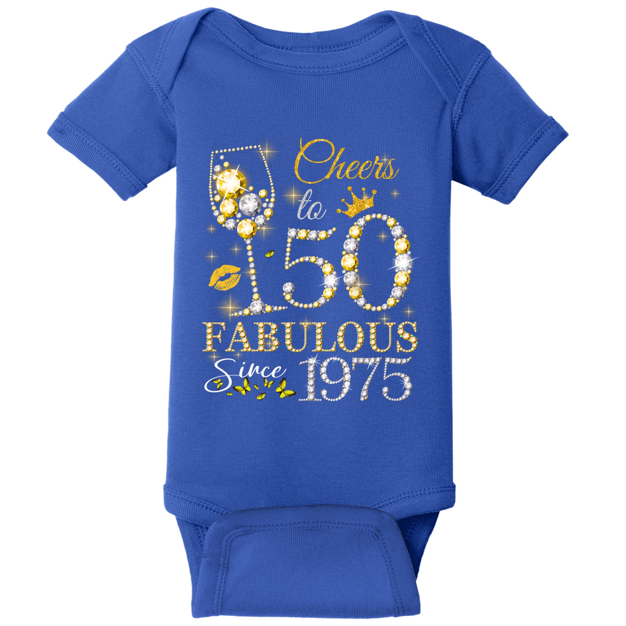Cheers To 50 Years Old Est 1975 50th Birthday Queen Gift Baby Bodysuit