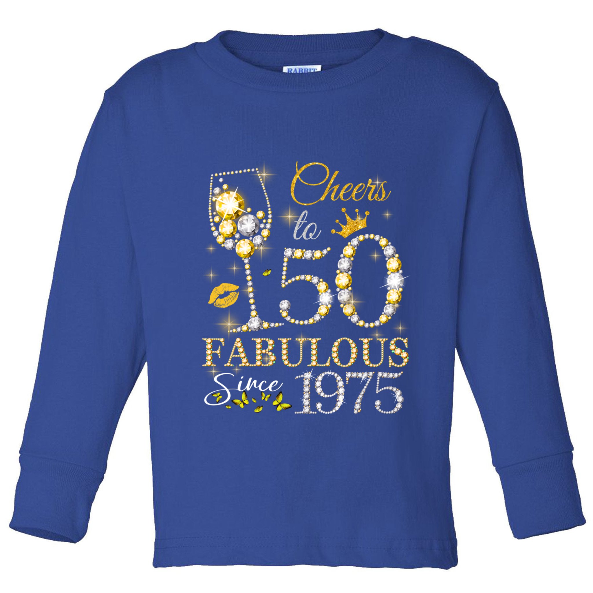 Cheers To 50 Years Old Est 1975 50th Birthday Queen Gift Toddler Long Sleeve Shirt