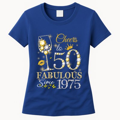Cheers To 50 Years Old Est 1975 50th Birthday Queen Gift Womens T-Shirt