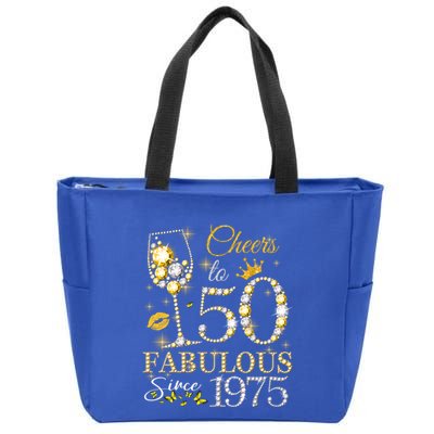Cheers To 50 Years Old Est 1975 50th Birthday Queen Gift Zip Tote Bag