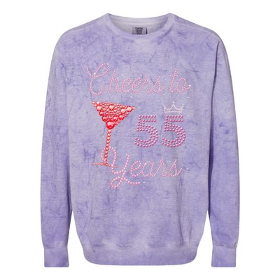 Cheers To 55 Years 55th Birthday 55 Years Old Bday Colorblast Crewneck Sweatshirt