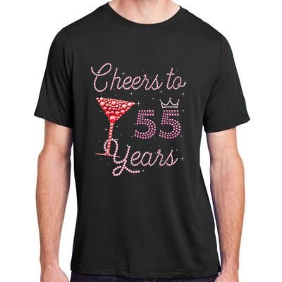 Cheers To 55 Years 55th Birthday 55 Years Old Bday Adult ChromaSoft Performance T-Shirt