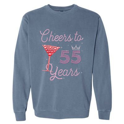 Cheers To 55 Years 55th Birthday 55 Years Old Bday Garment-Dyed Sweatshirt