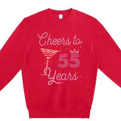 Cheers To 55 Years 55th Birthday 55 Years Old Bday Premium Crewneck Sweatshirt