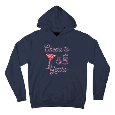 Cheers To 55 Years 55th Birthday 55 Years Old Bday Hoodie