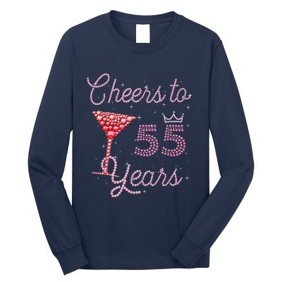 Cheers To 55 Years 55th Birthday 55 Years Old Bday Long Sleeve Shirt