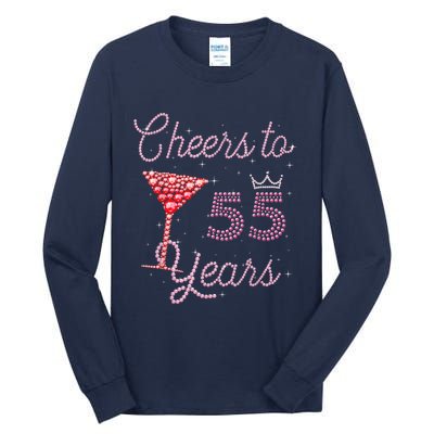 Cheers To 55 Years 55th Birthday 55 Years Old Bday Tall Long Sleeve T-Shirt