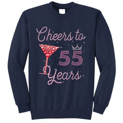 Cheers To 55 Years 55th Birthday 55 Years Old Bday Tall Sweatshirt