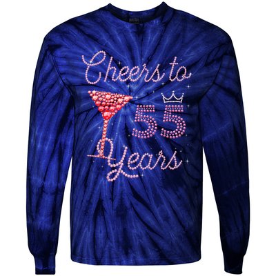 Cheers To 55 Years 55th Birthday 55 Years Old Bday Tie-Dye Long Sleeve Shirt