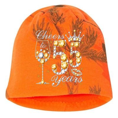 Cheers To 55 Years Old Happy 55th Birthday Queen Drink Wine Kati - Camo Knit Beanie