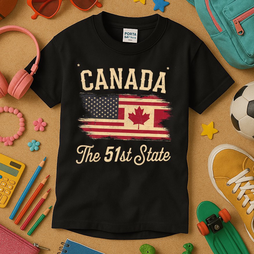 Canada The 51 State Trump Canada U.S State Funny Kids T-Shirt