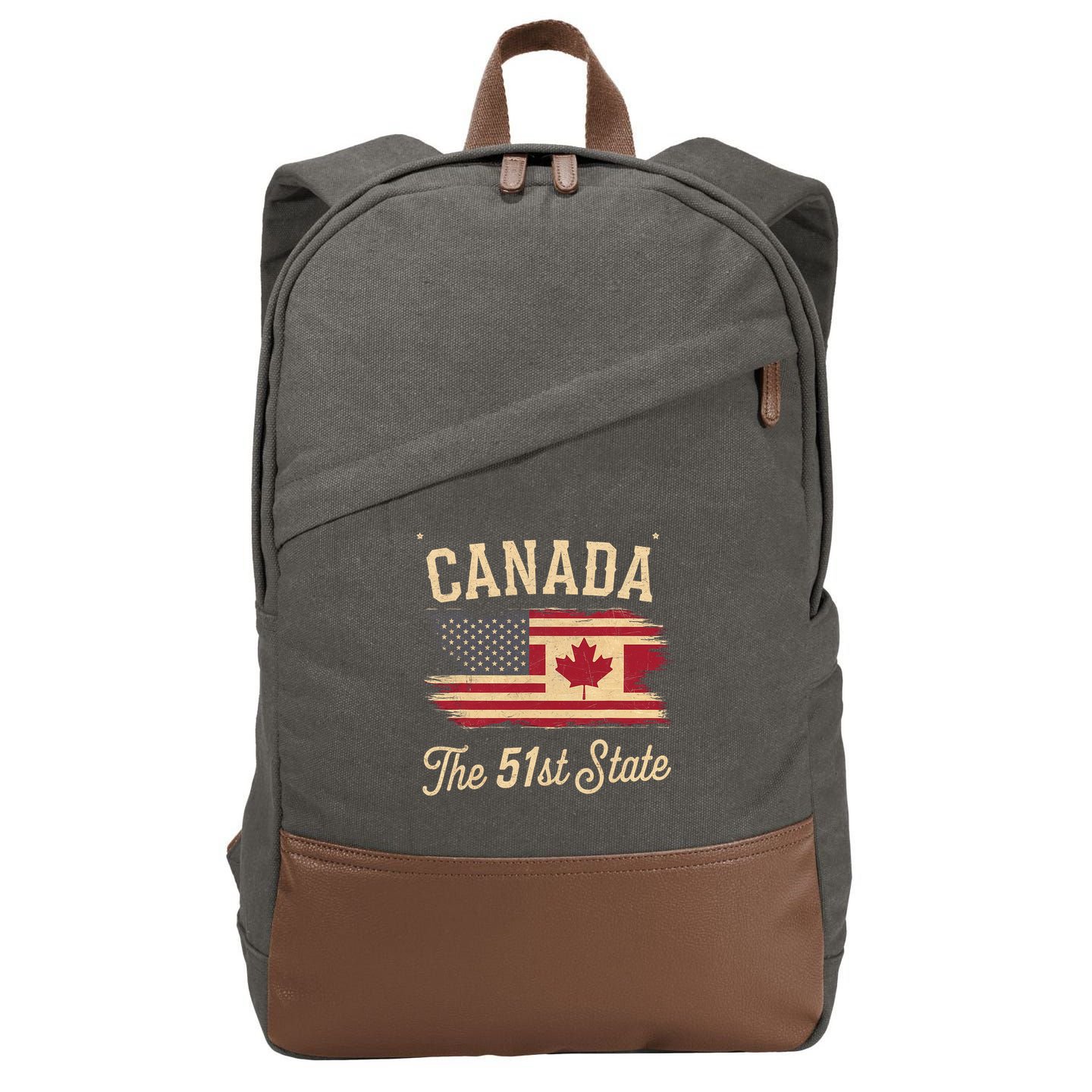 Canada The 51 State Trump Canada U.S State Funny Cotton Canvas Backpack