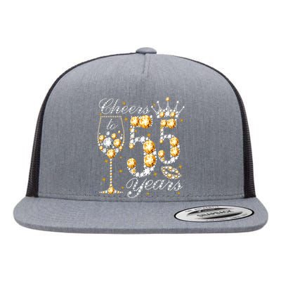 Cheers To 55 Years Old Happy 55th Birthday Queen Drink Wine Flat Bill Trucker Hat