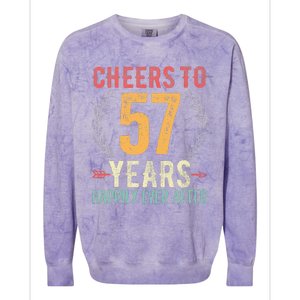 Cheers To 57 Years 57th Wedding Anniversary Husband Wife Colorblast Crewneck Sweatshirt