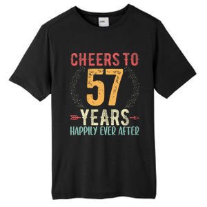 Cheers To 57 Years 57th Wedding Anniversary Husband Wife Tall Fusion ChromaSoft Performance T-Shirt