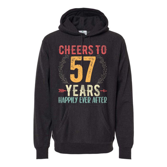 Cheers To 57 Years 57th Wedding Anniversary Husband Wife Premium Hoodie