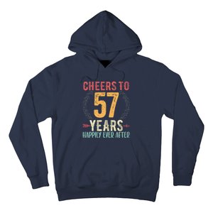 Cheers To 57 Years 57th Wedding Anniversary Husband Wife Hoodie