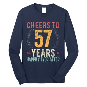 Cheers To 57 Years 57th Wedding Anniversary Husband Wife Long Sleeve Shirt