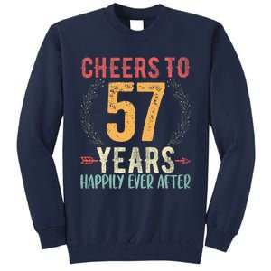 Cheers To 57 Years 57th Wedding Anniversary Husband Wife Tall Sweatshirt