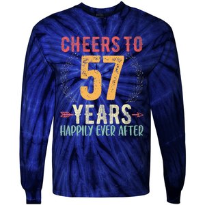 Cheers To 57 Years 57th Wedding Anniversary Husband Wife Tie-Dye Long Sleeve Shirt