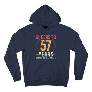 Cheers To 57 Years 57th Wedding Anniversary Husband Wife Tall Hoodie