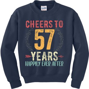 Cheers To 57 Years 57th Wedding Anniversary Husband Wife Kids Sweatshirt