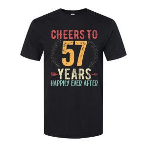 Cheers To 57 Years 57th Wedding Anniversary Husband Wife Softstyle CVC T-Shirt