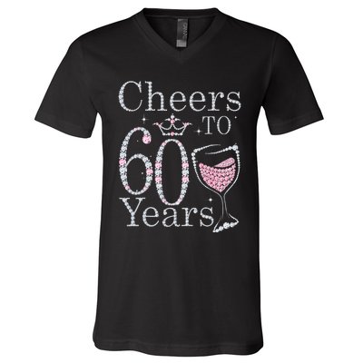 Cheers To 60 Years 1962 60Th Birthday Gift For Womens V-Neck T-Shirt