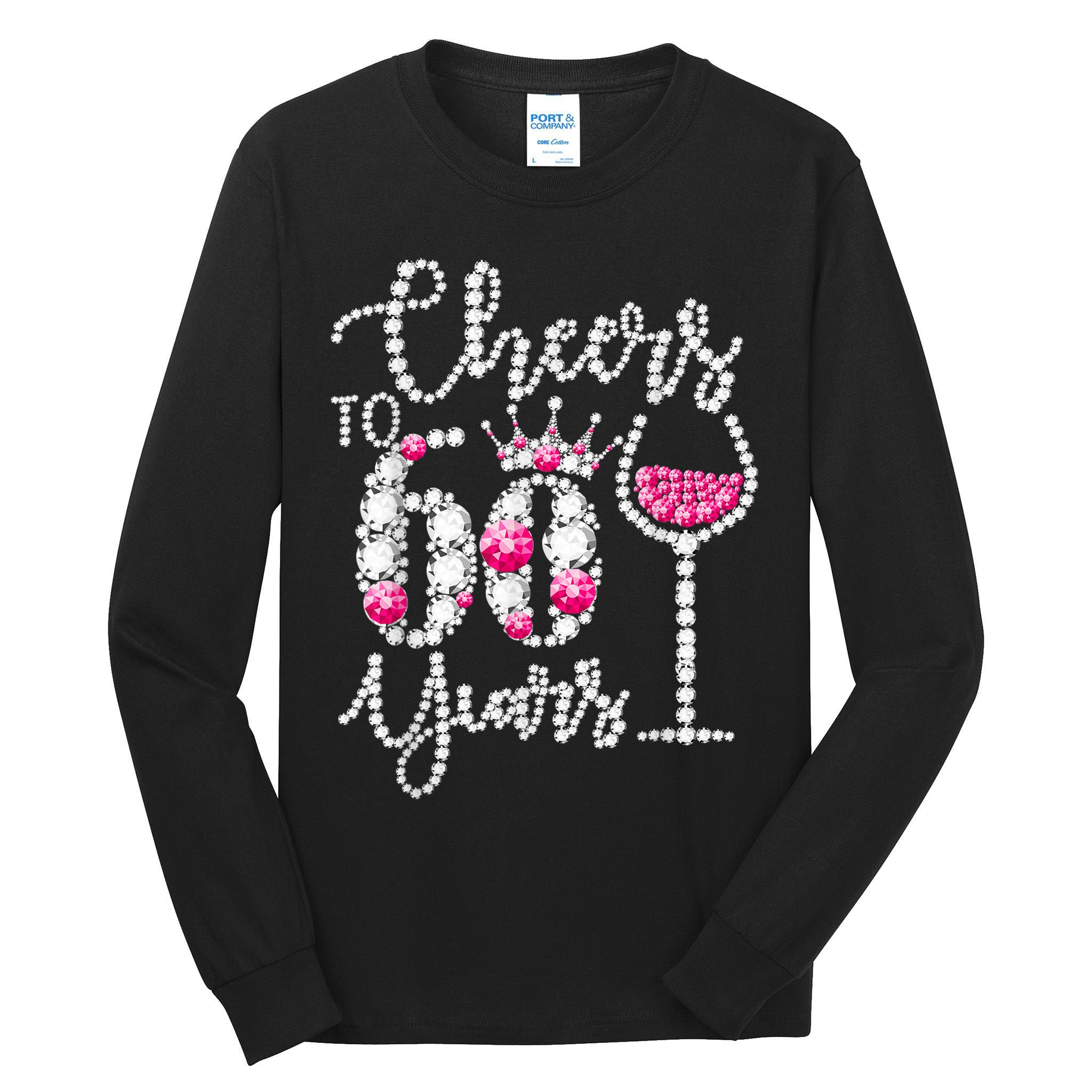 Cheers To 60 Year Old Gift 60th Birthday Queen Drink Wine Tall Long Sleeve T-Shirt