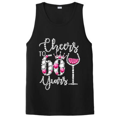 Cheers To 60 Year Old Gift 60th Birthday Queen Drink Wine PosiCharge Competitor Tank