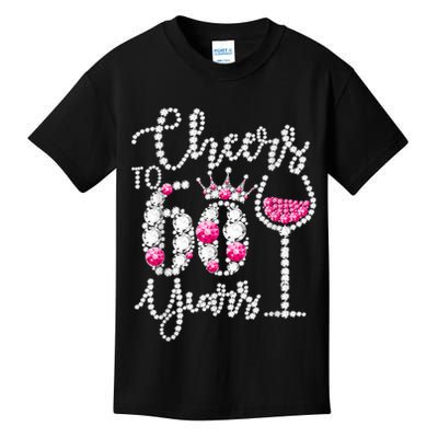Cheers To 60 Year Old Gift 60th Birthday Queen Drink Wine Kids T-Shirt