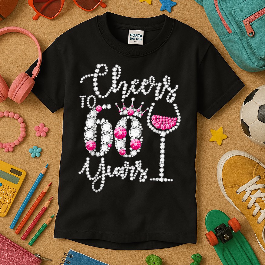 Cheers To 60 Year Old Gift 60th Birthday Queen Drink Wine Kids T-Shirt