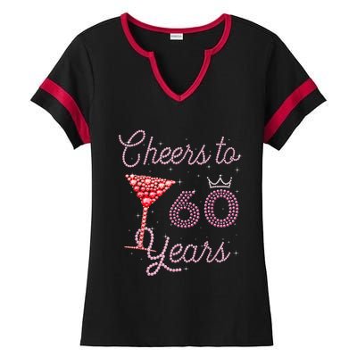 Cheers To 60 Years 60th Birthday 60 Years Old Bday Ladies Halftime Notch Neck Tee