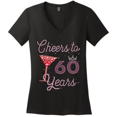 Cheers To 60 Years 60th Birthday 60 Years Old Bday Women's V-Neck T-Shirt