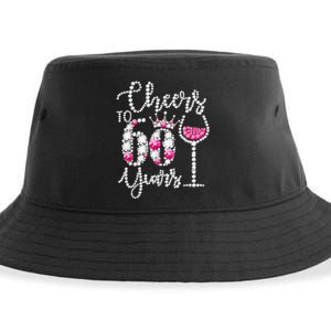 Cheers To 60 Year Old Gift 60th Birthday Queen Drink Wine Sustainable Bucket Hat