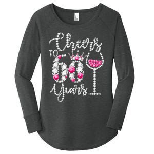 Cheers To 60 Year Old Gift 60th Birthday Queen Drink Wine Women's Perfect Tri Tunic Long Sleeve Shirt