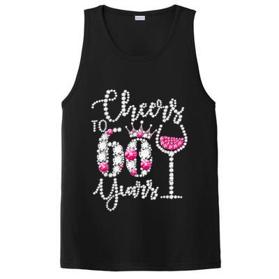 Cheers To 60 Year Old Gift 60th Birthday Queen Drink Wine PosiCharge Competitor Tank