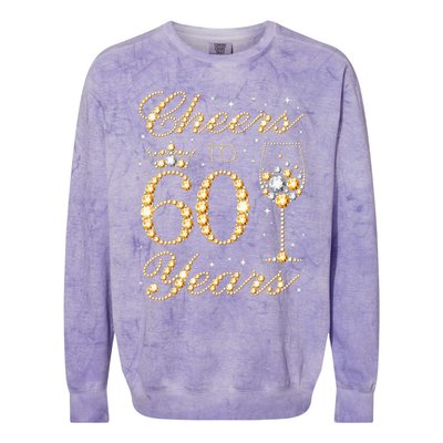 Cheers To 60 Years 60th Queens Birthday 60 Years Old Colorblast Crewneck Sweatshirt