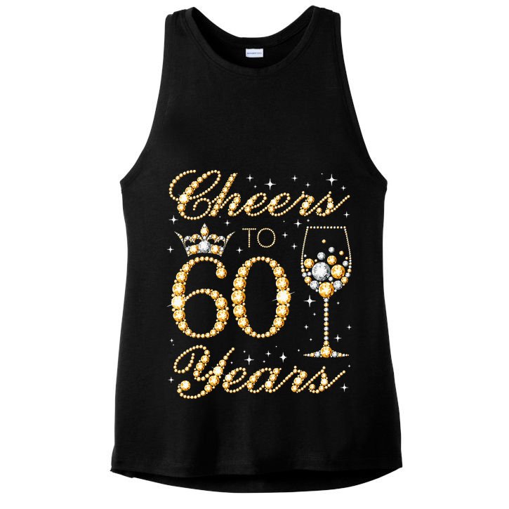 Cheers To 60 Years 60th Queens Birthday 60 Years Old Ladies PosiCharge Tri-Blend Wicking Tank