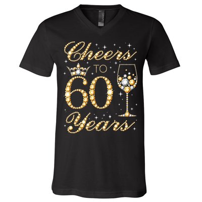 Cheers To 60 Years 60th Queens Birthday 60 Years Old V-Neck T-Shirt