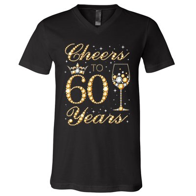 Cheers To 60 Years 60th Queens Birthday 60 Years Old V-Neck T-Shirt