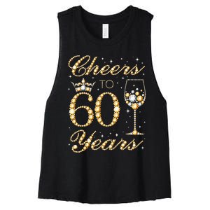 Cheers To 60 Years 60th Queens Birthday 60 Years Old Women's Racerback Cropped Tank