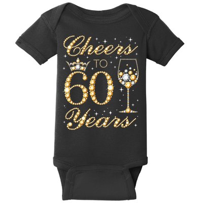 Cheers To 60 Years 60th Queens Birthday 60 Years Old Baby Bodysuit